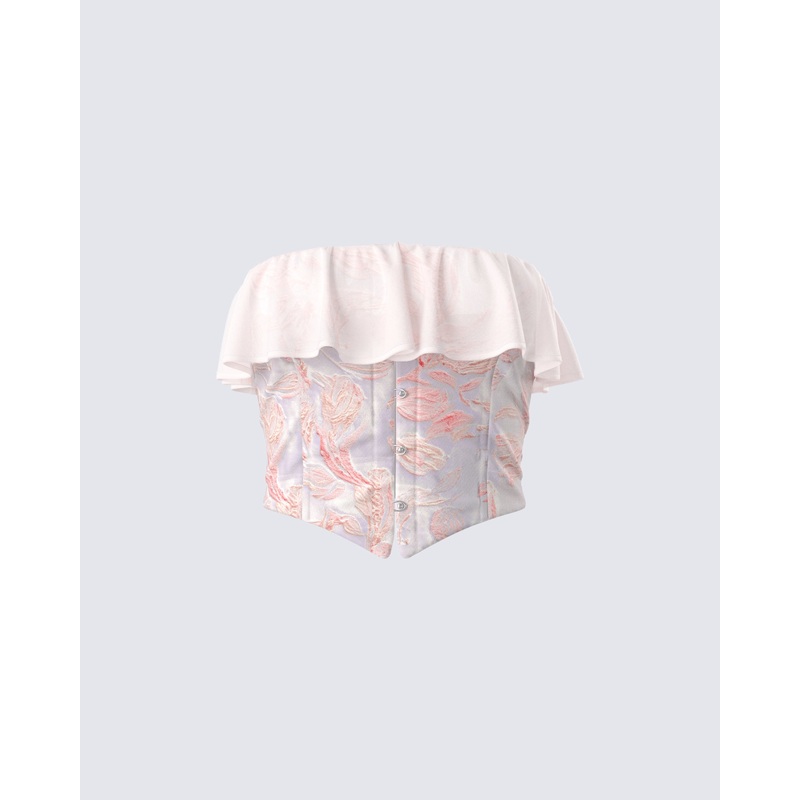 Zana Cream Ruffle Corset Top