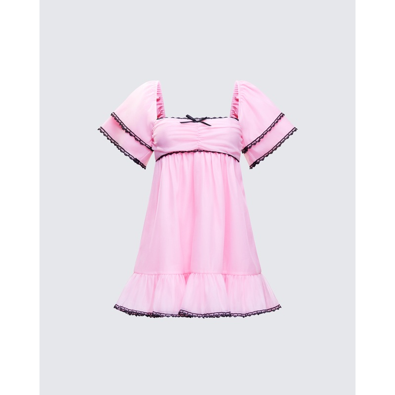 Cerys Pink Organza Mini Dress