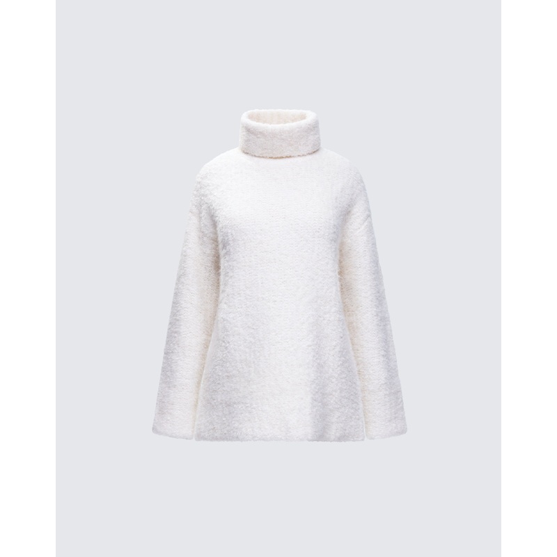Dorinda Cream Oversized Turtleneck Sweater