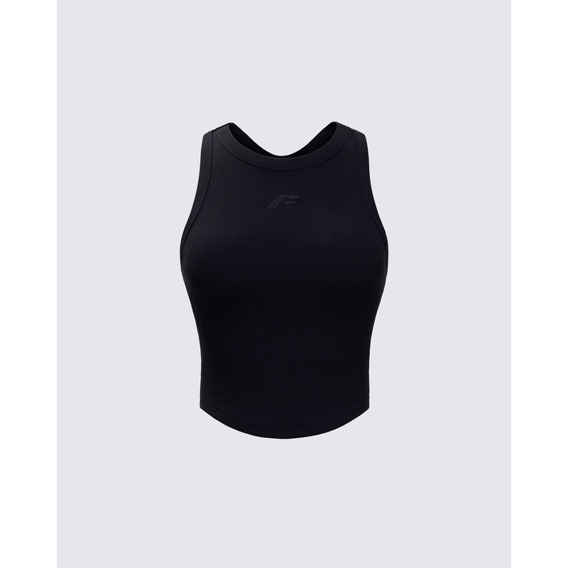 Enid Black Scoop Hem Tank Top