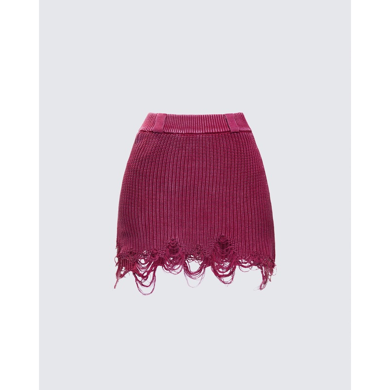 Hebe Washed Frayed Hem Mini Skirt