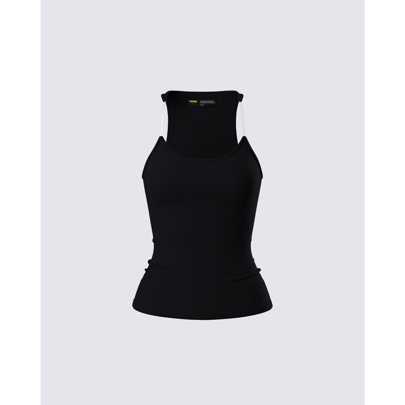 Jazlyn Black Invisible Strap Tank Top