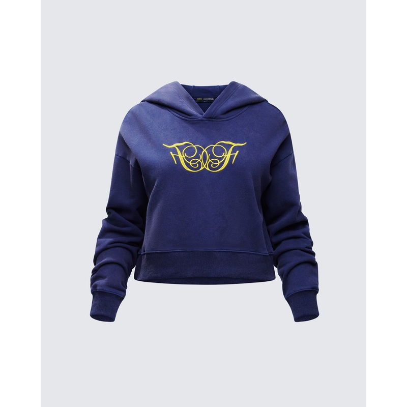 Kamilah Blue Acid Wash Hooded Sweater