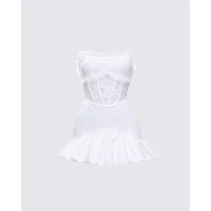 Kimi White Lace Corset Mini Dress
