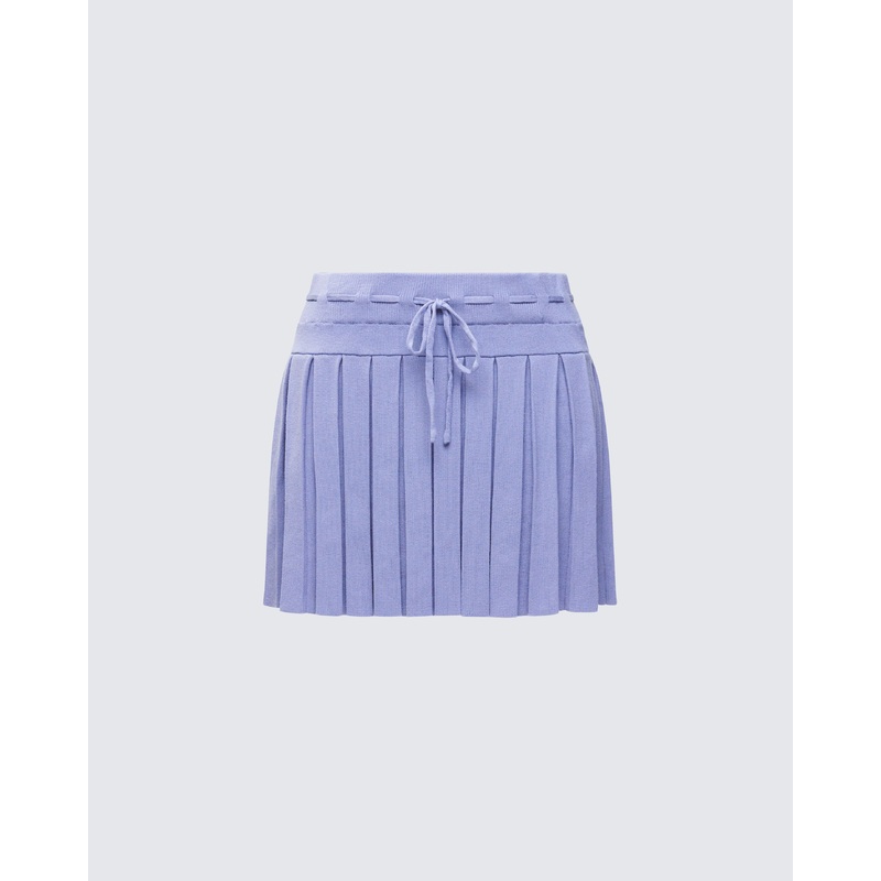 Lucien Blue Ribbon Path Knitted Pleated Skirt