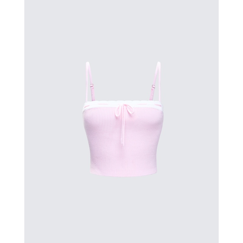 Lucien Pink Ribbon Path Knitted Top