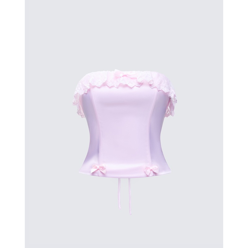 Maris Pink Satin Corset Top