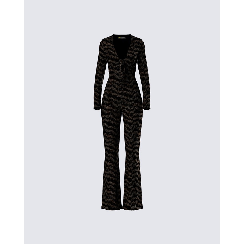 Odessa Black and Gold Metallic Jumpsuit