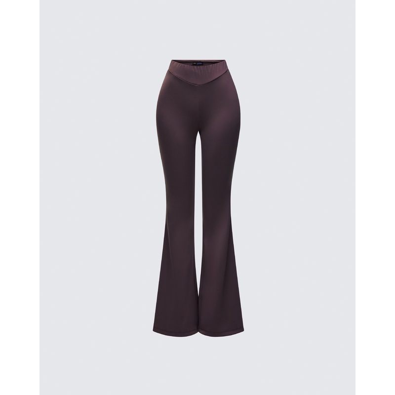 Quintessa Brown Ruched Back Flare Pants