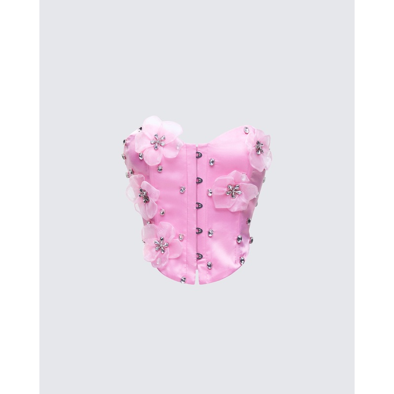 Roselle Pink Rhinestone Corset Top