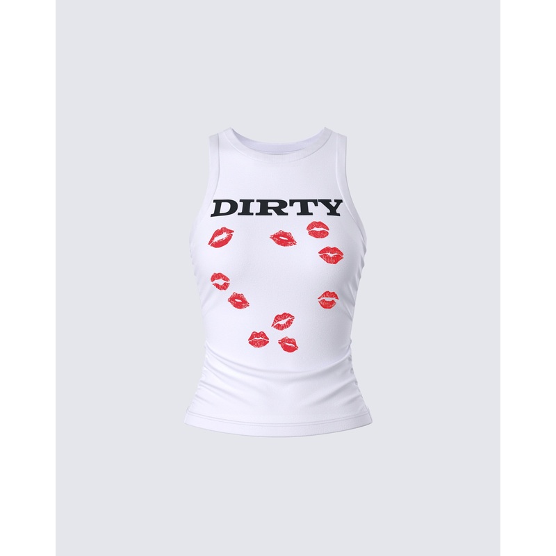 Saffron White Kissed Tank Top