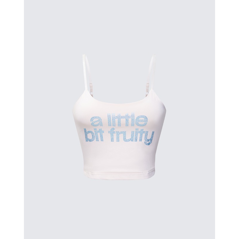 Soleia Ivory Rhinestone Slogan Cami Top