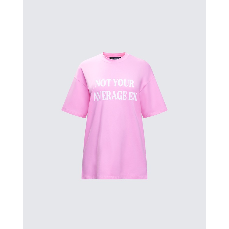 Ula Pink Printed Oversized Tee