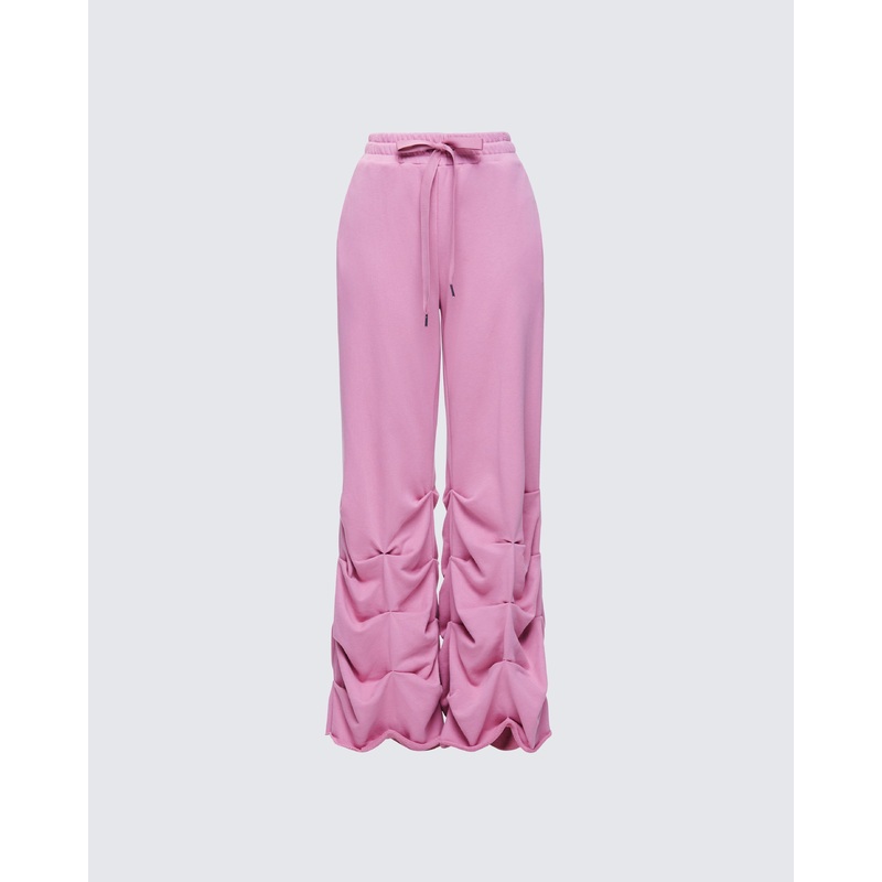 Una Pink Stacked Leg Toggle Sweatpant