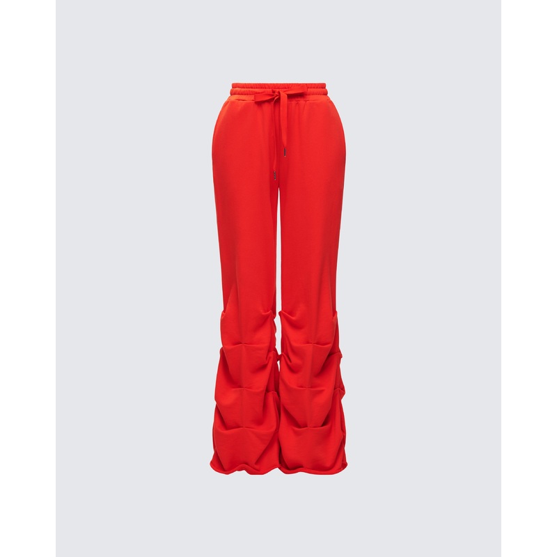Una Red Stacked Leg Toggle Sweatpant