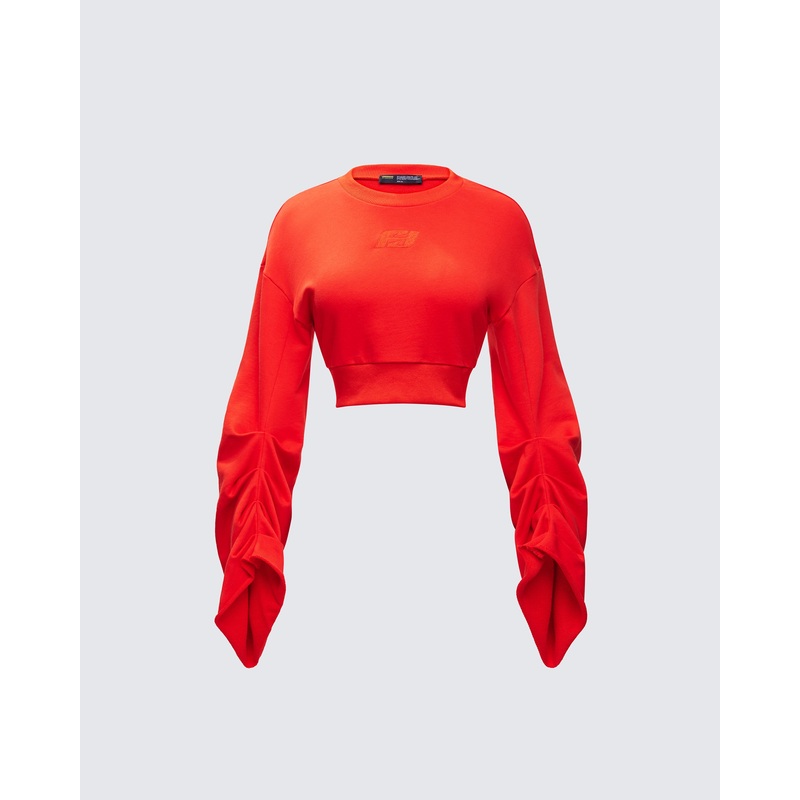 Una Red Stacked Sleeve Sweatshirt