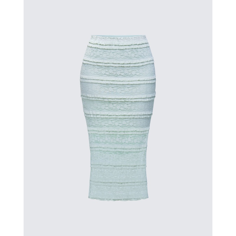 Ursuline Sage Ruffle Trim Skirt