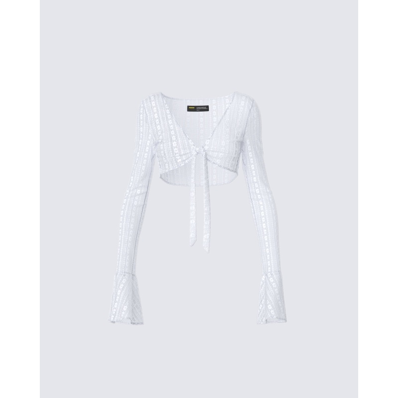 Ursuline White Lace Flare Sleeved Bolero