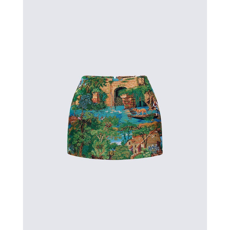 Viola Tapestry A-Line Mini Skirt