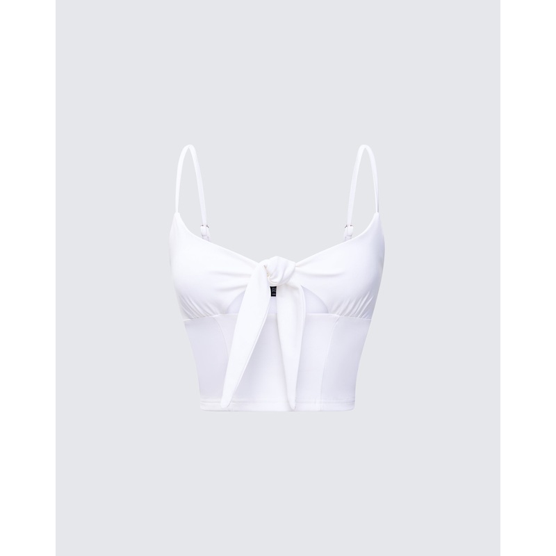 Wilmer White Tie Front Cami Top