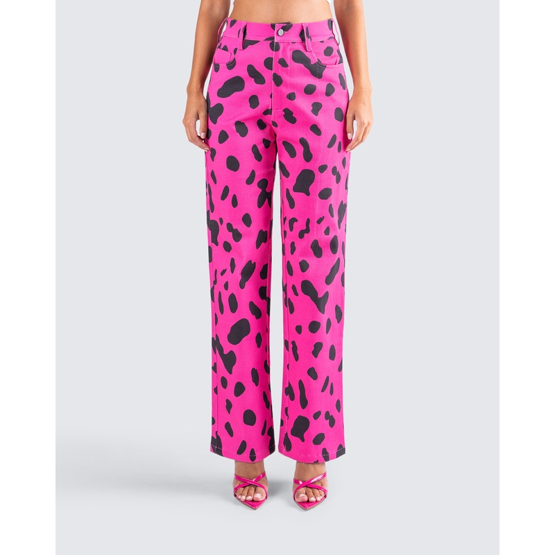 E Captivated Cow Printed Pants