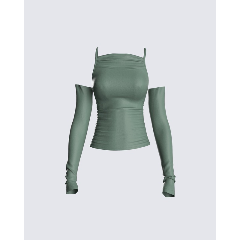 Eve Slinky Jersey Spaghetti Strap Top & Sleeves