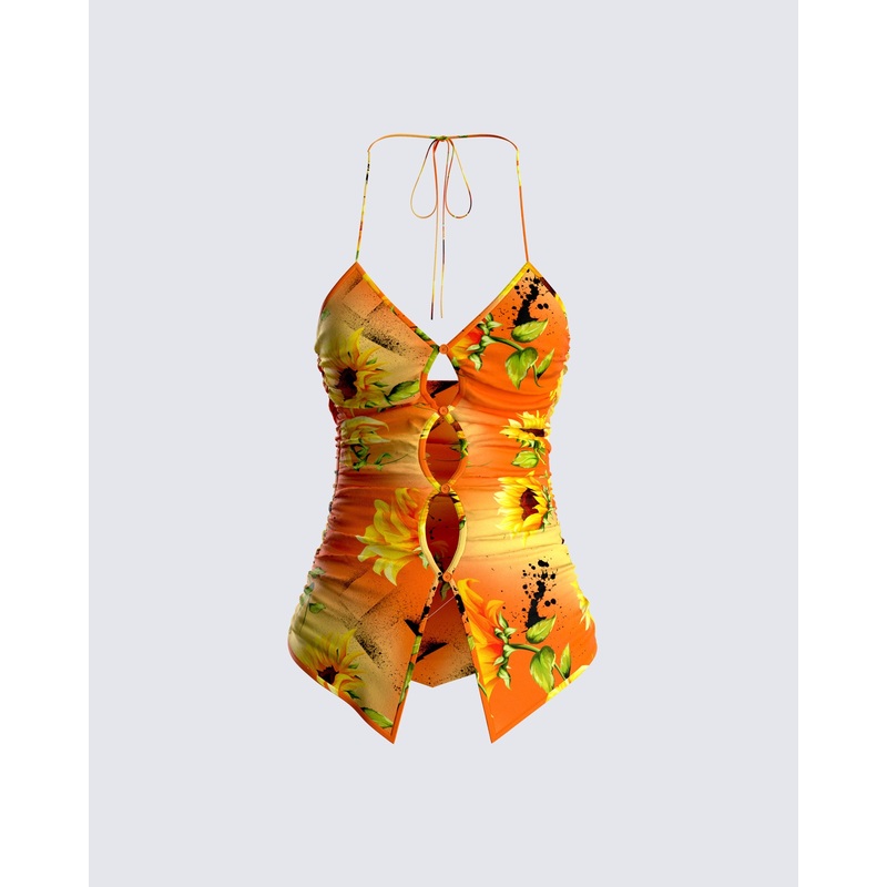 Kenji Sunflower Print Top