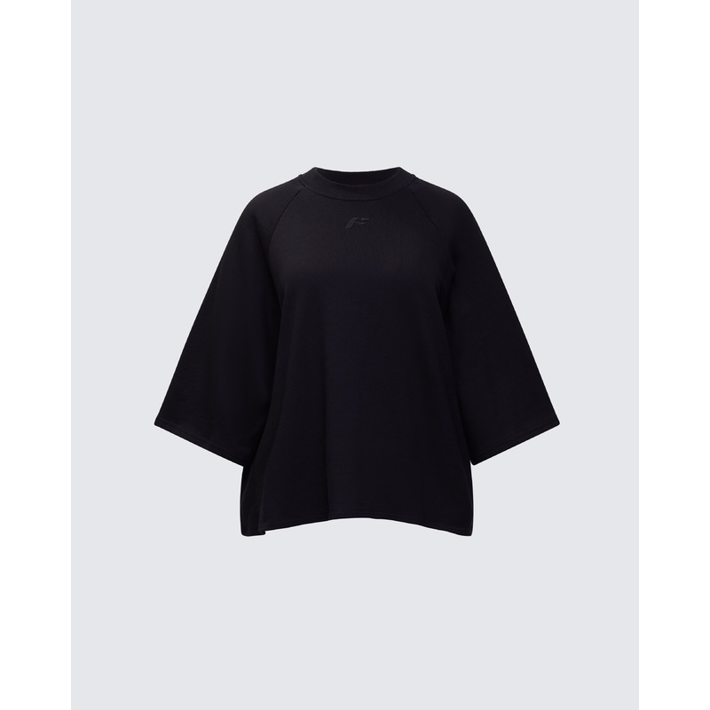 Mabelle Black Oversized Raglan Top