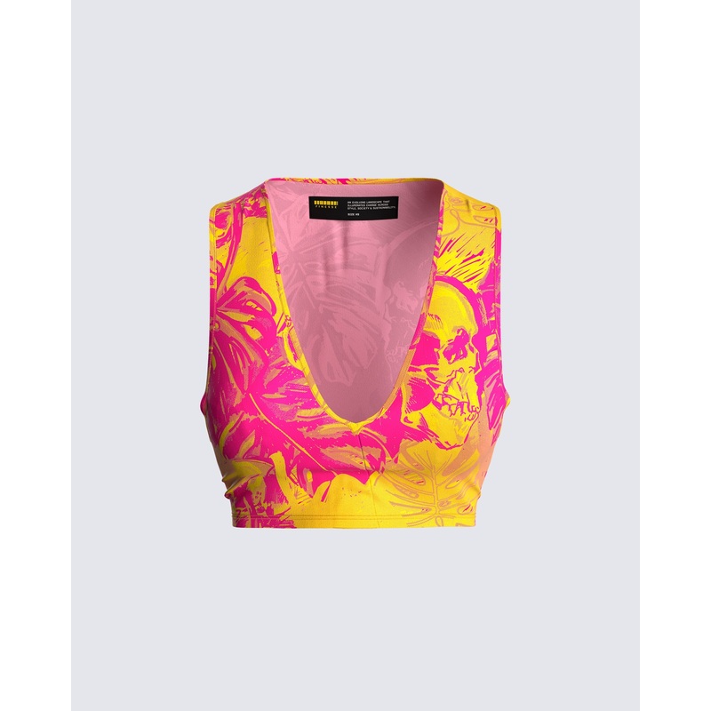 Beverly Tropical Print Top