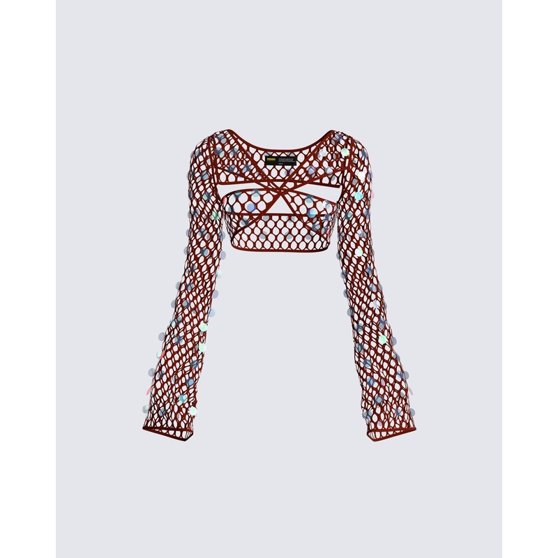 Ellery Maroon Crochet Top