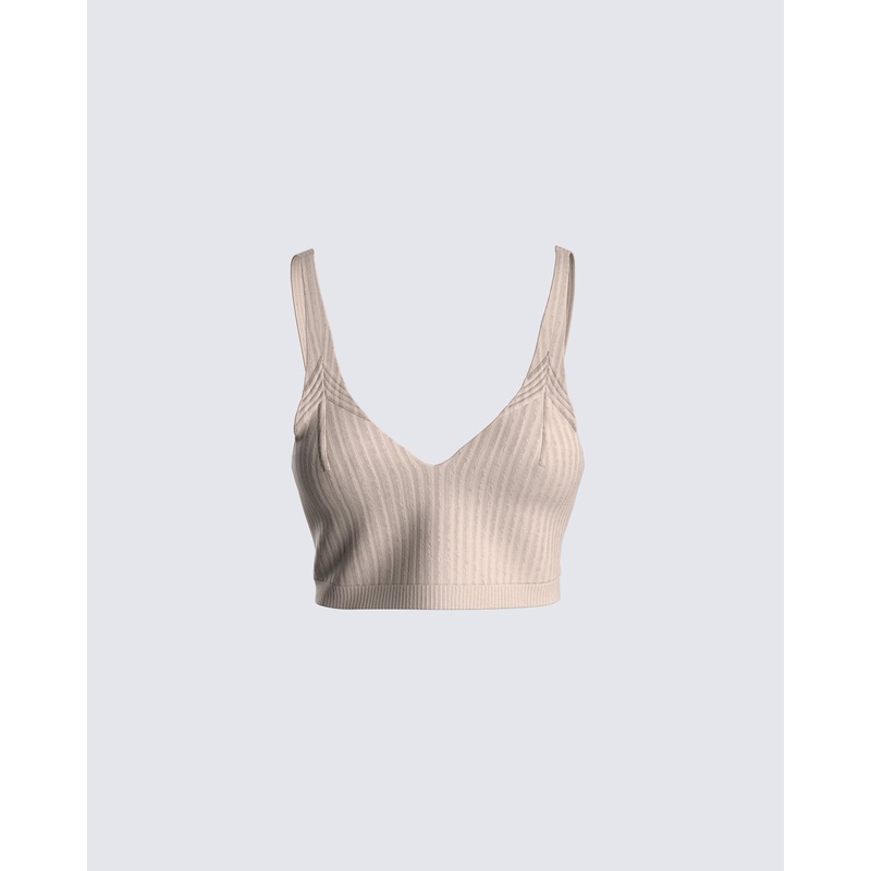 Elsie Taupe Ribbed Bralette