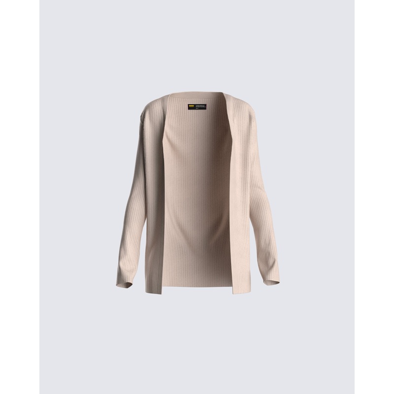Elsie Taupe Ribbed Cardigan