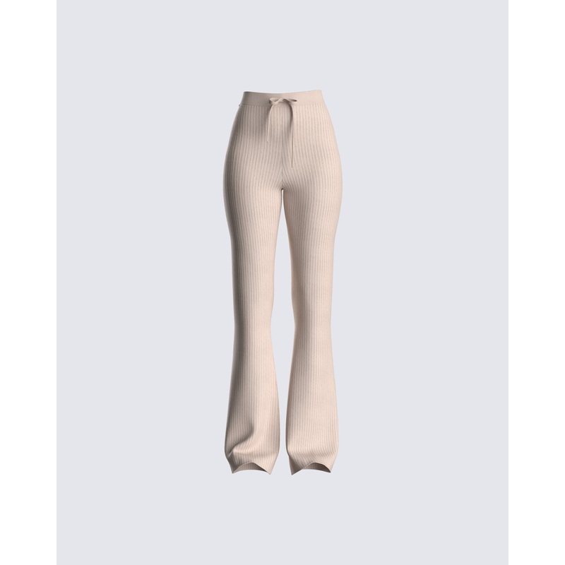 Elsie Taupe Ribbed Pant