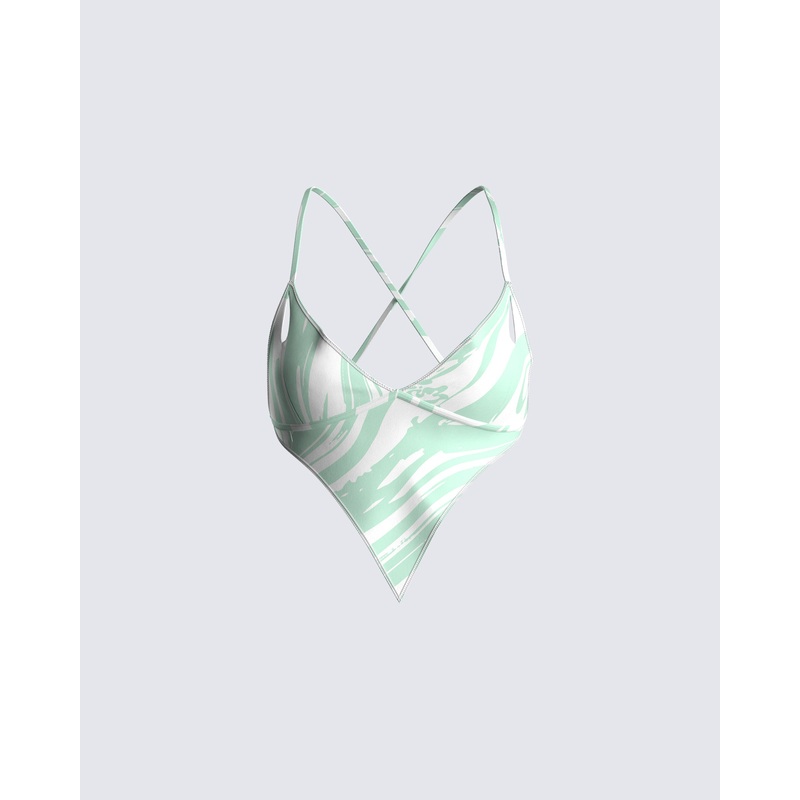 Fallon Abstract Print Triangle Top