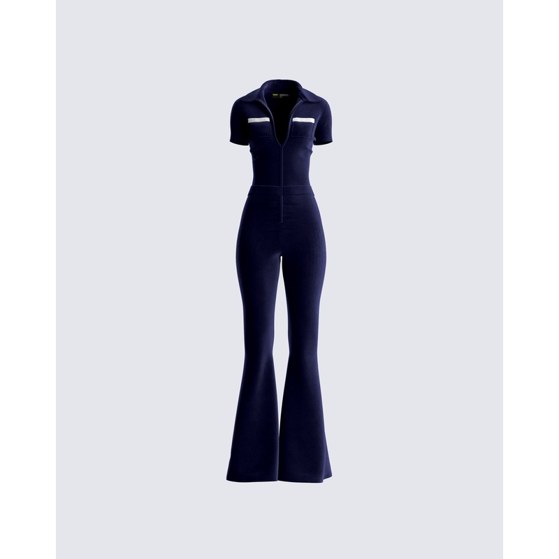Joanna Navy Flared Jumpsuit