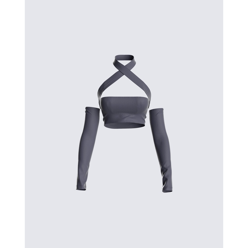 Jules Charcoal Cropped Top & Sleeves