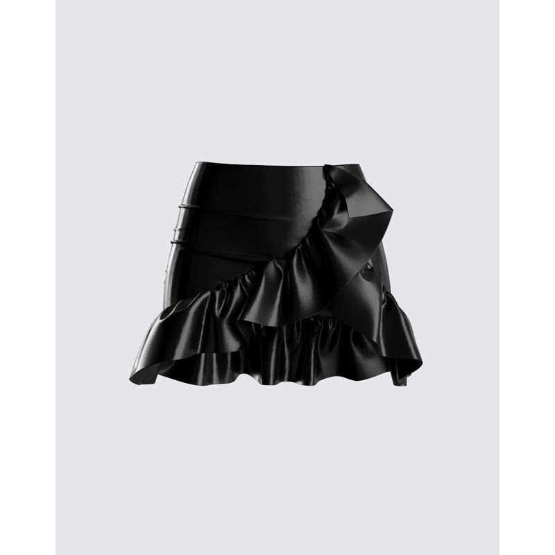 Lexi Black Vegan Leather Skirt