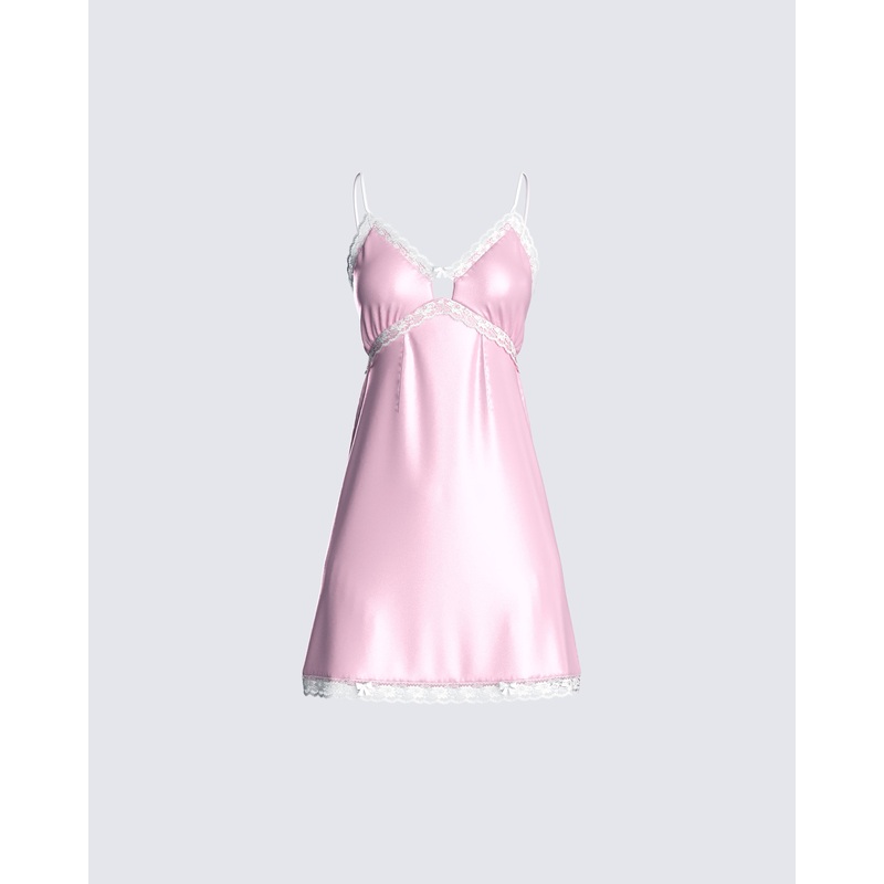 Marsha Pink Satin Mini Dress