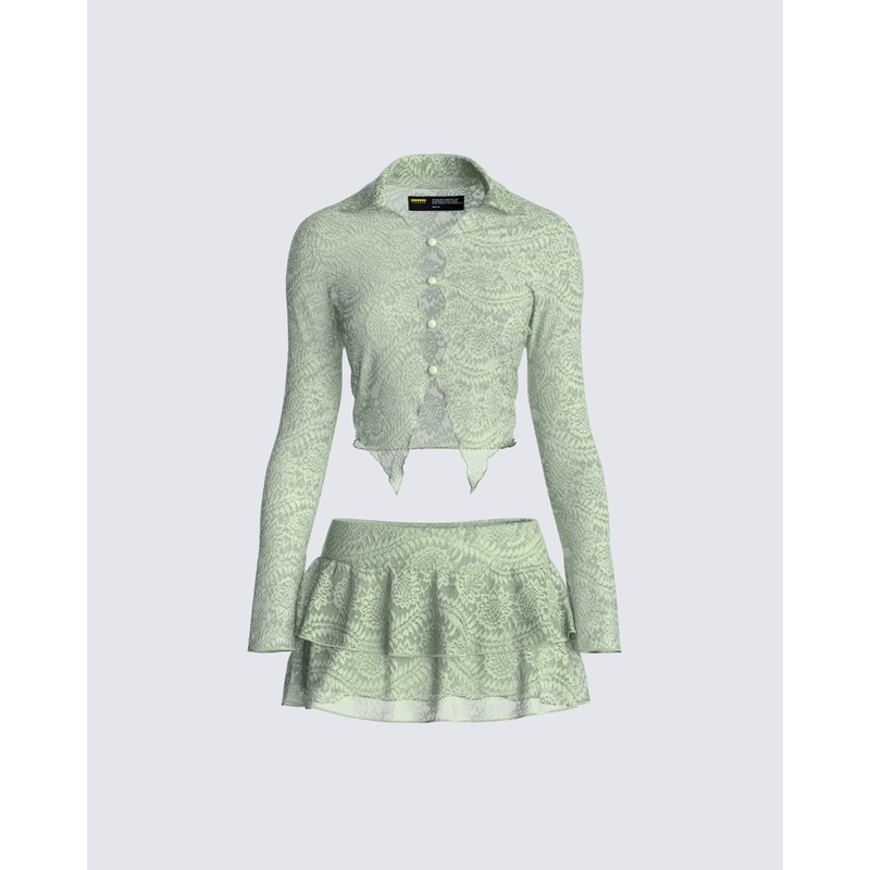 Mia Sage Stretch Lace Set