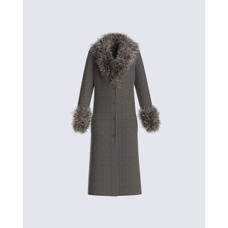 Milo Charcoal Midi Cardigan