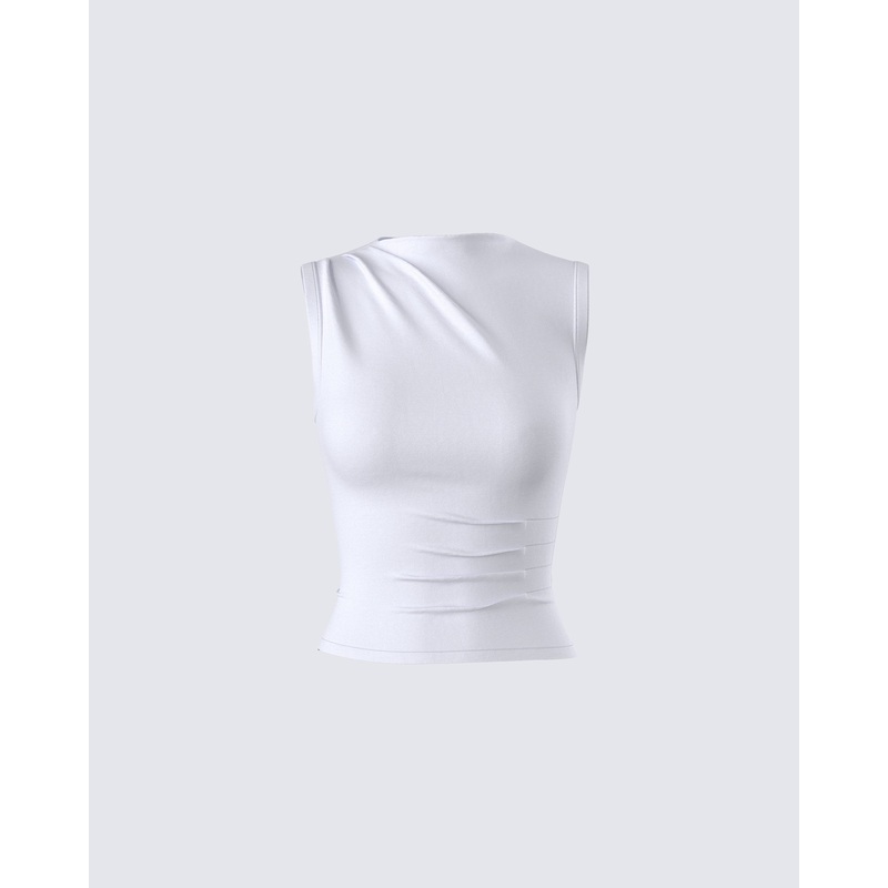 Norah Light Grey Pleated Top