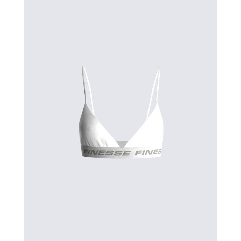 Romy White Logo Bralette