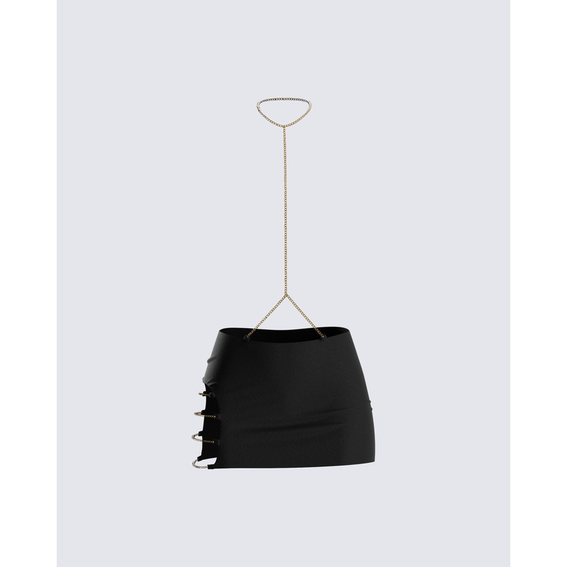 Amari Black Chain Mini Skirt