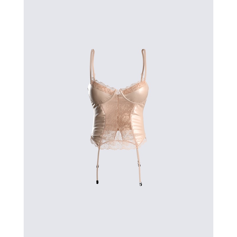 Blythe Peach Strappy Corset Top