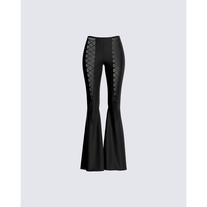 Brady Black Lace Up Pant