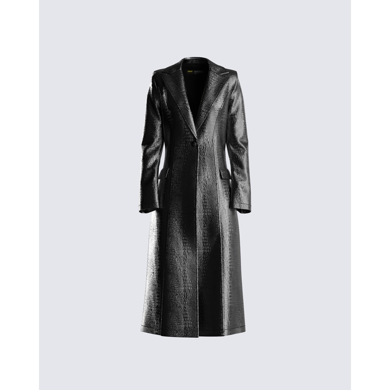 Claudia Vegan Croc Leather Coat