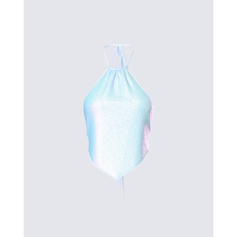 Courtney Blue Sequin Top