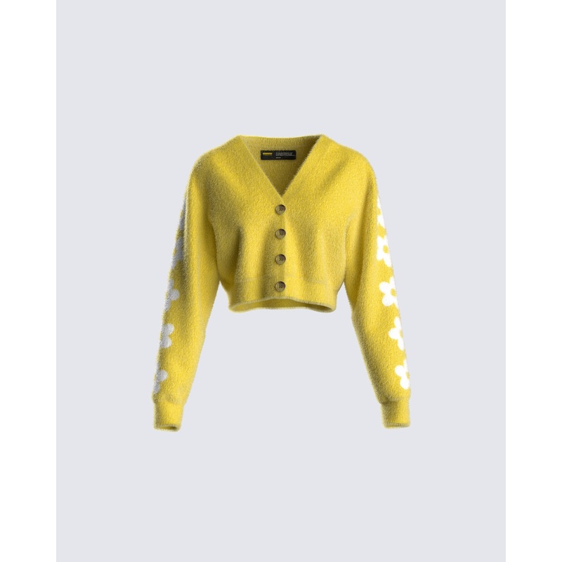 Daria Green Fuzzy Cardigan