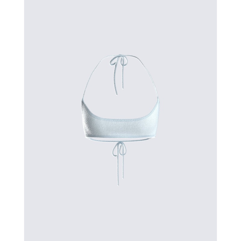 Delia Blue Knit Cropped Top