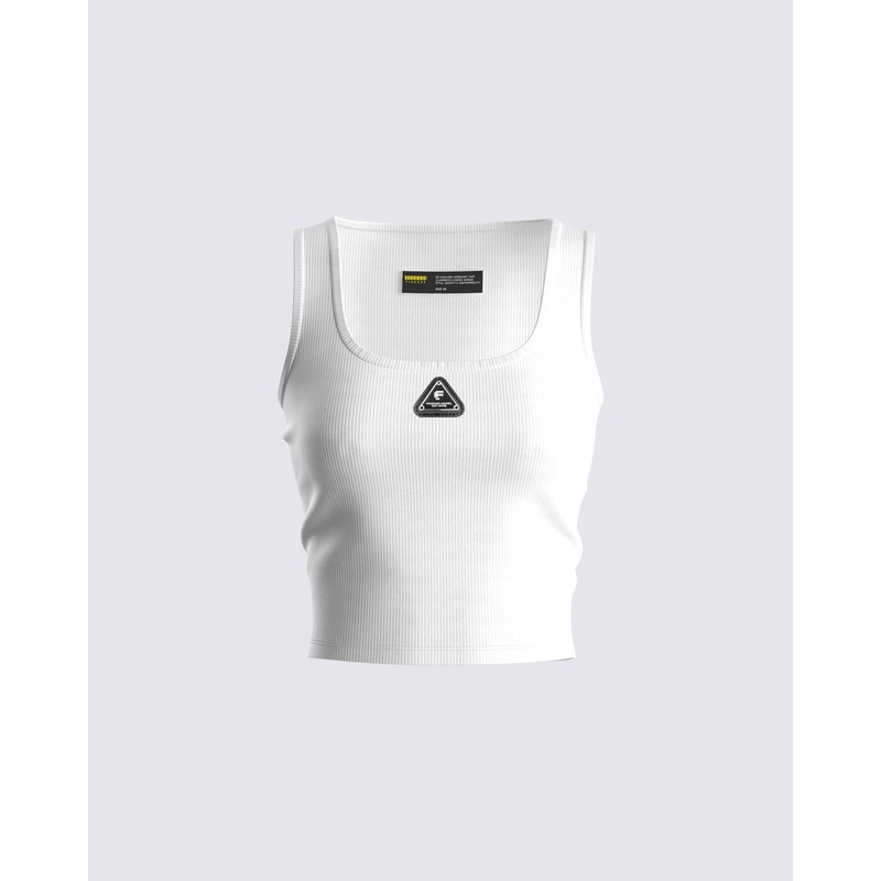 Ezra White Logo Tank Top